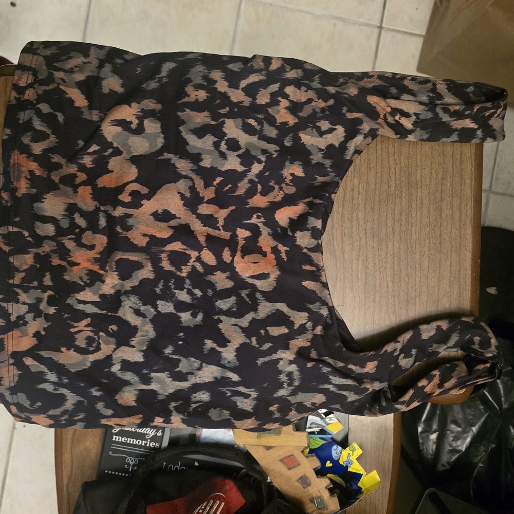 Fabletics Black and Orange Leopard Print Tank Top